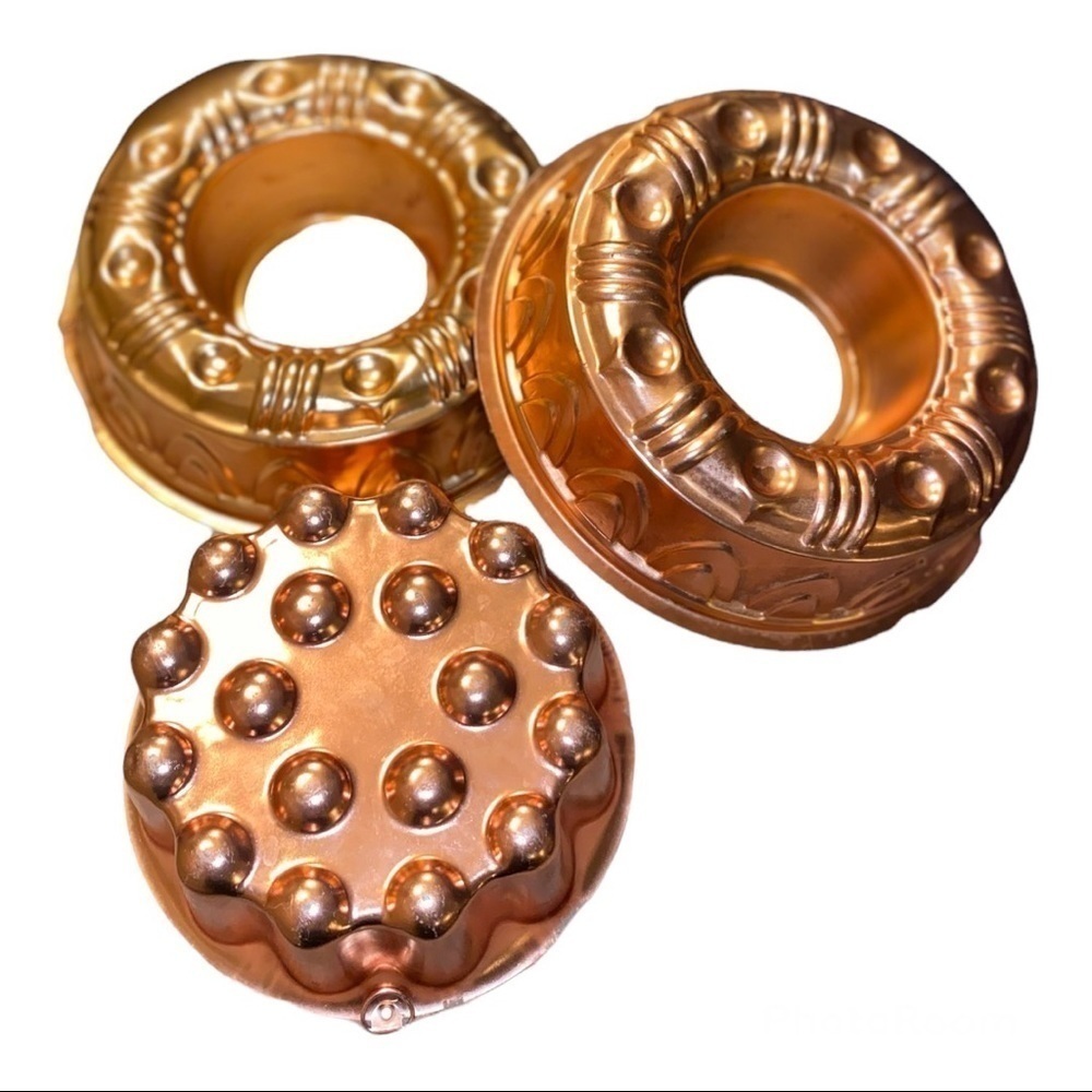 Vintage Copper Aluminum Hanging Round Jello Tin Molds